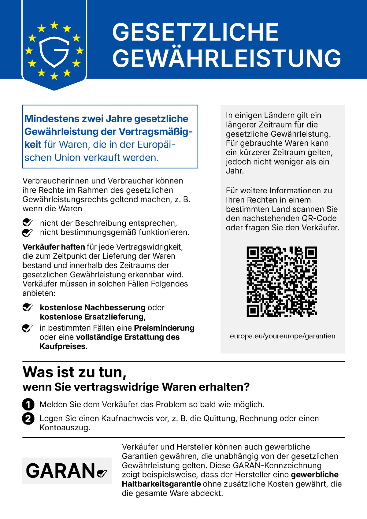 Europäische gesetzliche Konformitätsgarantie